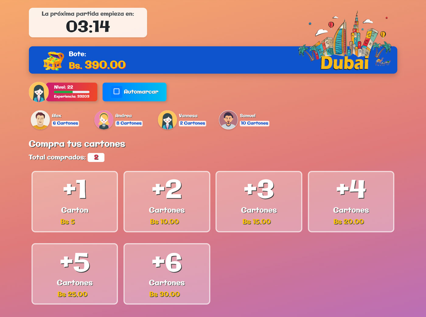 Comprar cartones en Bingo Activo